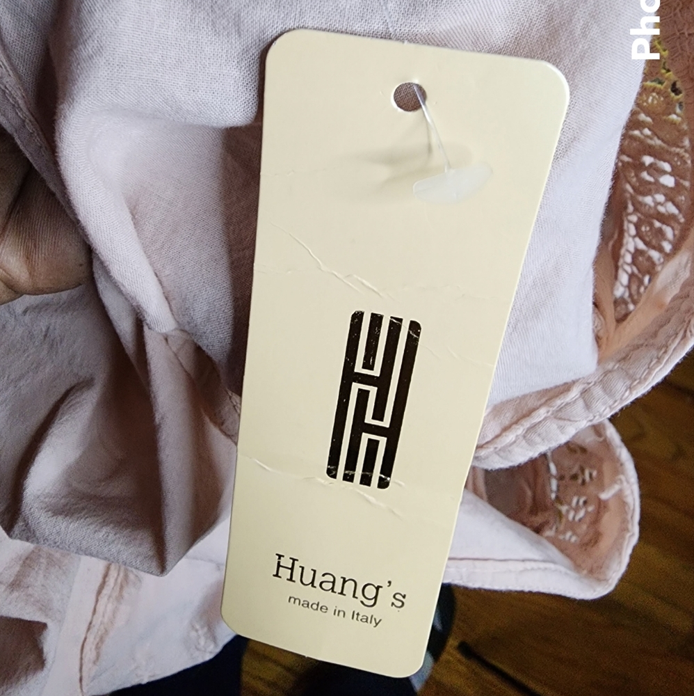 Huang's Made in Italy women's embroidered  flutter sleeves top size S - Picture 6 of 6